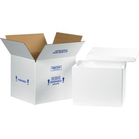 THE PACKAGING WHOLESALERS Foam Insulated Shipping Kit, 13-3/4"L x 11-3/4"W x 11-7/8"H, White 238C